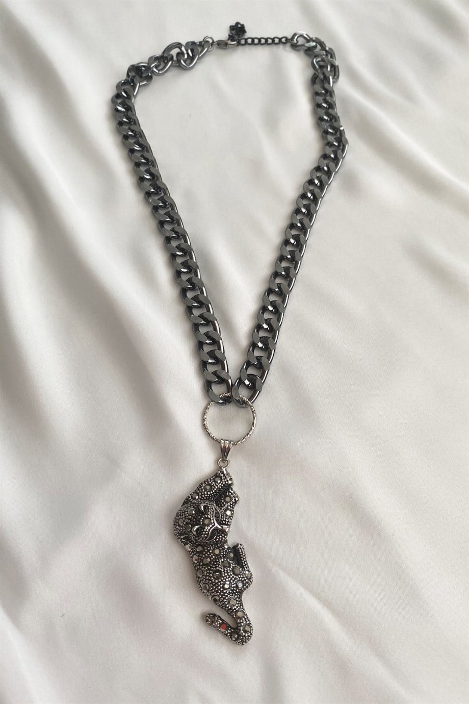 Tiger Winged Black Chain Necklace
