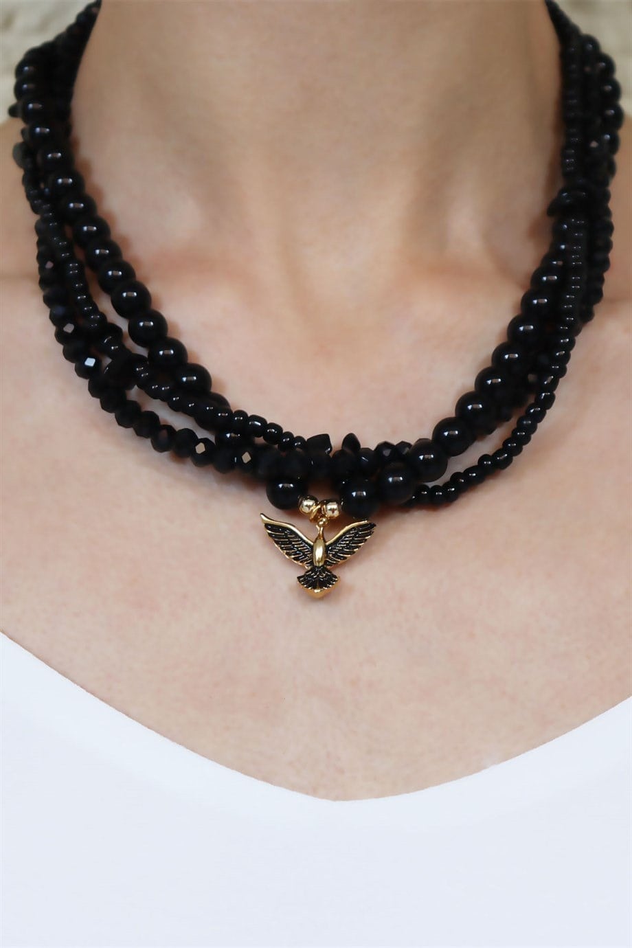 Kuç Figure Black Design Multi Necklace