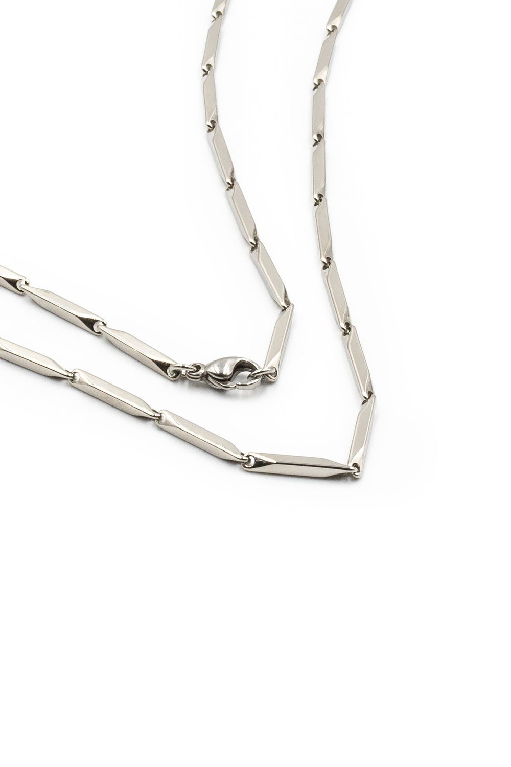 Men’s Melon-Chain Stainless Steel Necklace - Silver-Tone, 55 cm, 2 mm, Tarnish-Resistant, Minimalist Design