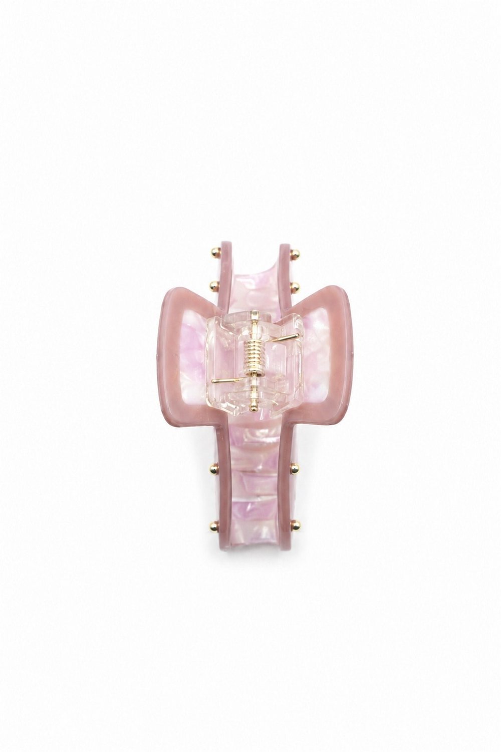 Metal Detaylı Desenli Kemik Mandal Toka - Pembe