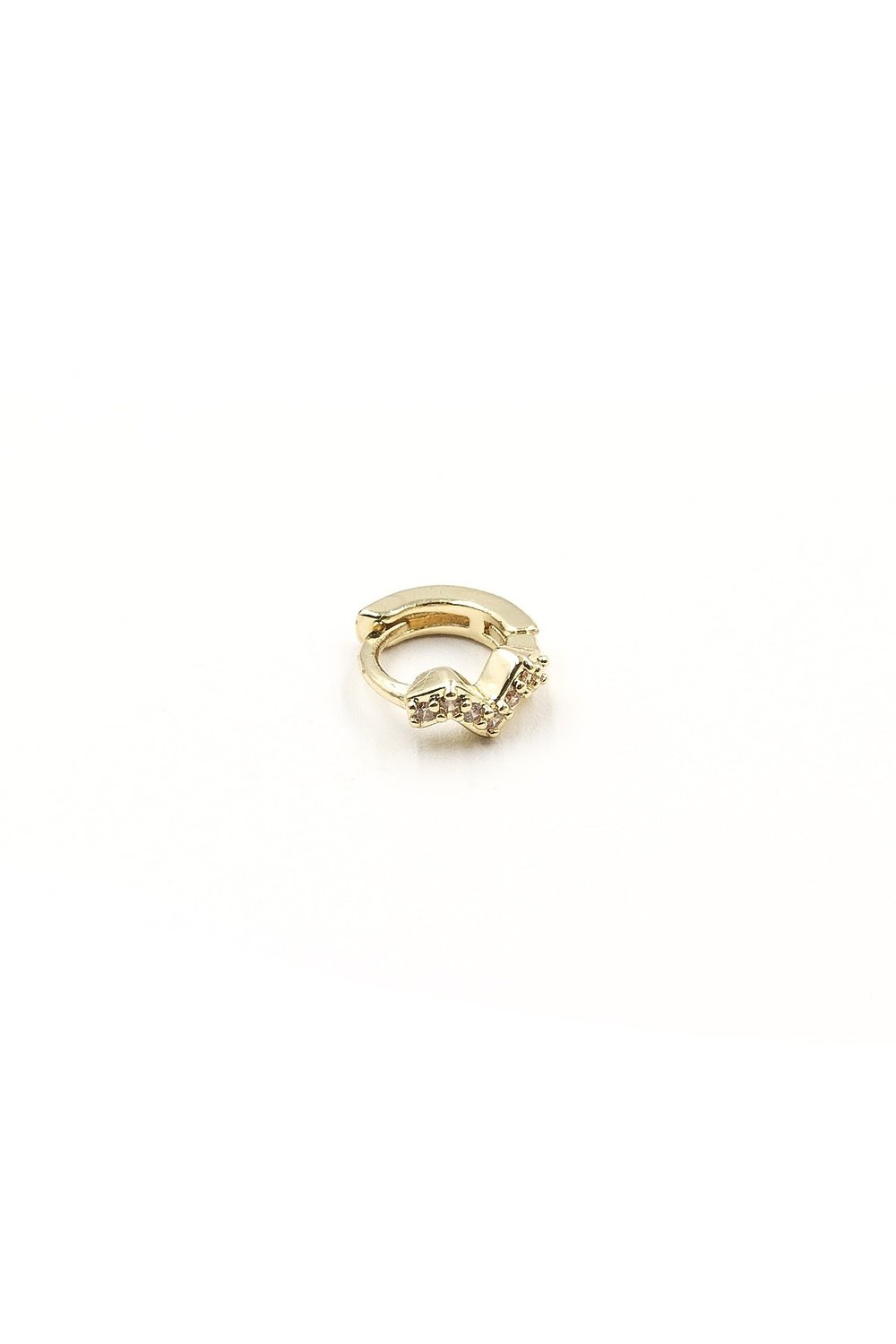 Minimal Zigzag Figürlü Zirkon Halka Piercing – Gold | Anti Alerjik, Rengi Solmaz