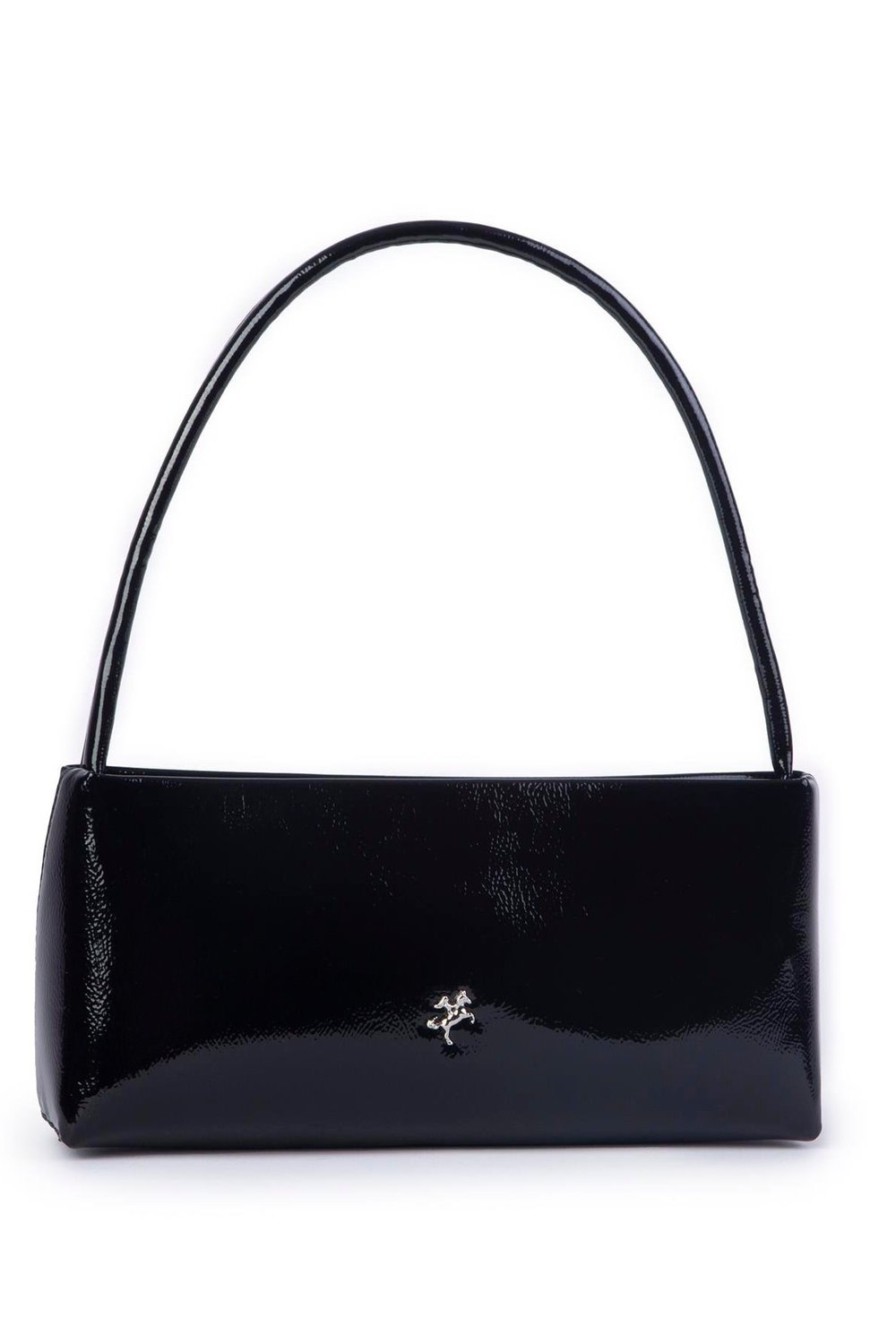 Nas Bag Womens Basic Baguette Shoulder and Crossbody Bag - Black Patent Leather (27x12 cm)