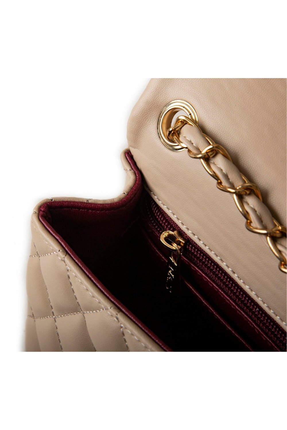 Nas Bag Womens Quilted Crossbody Bag with Chain Detail - Sand