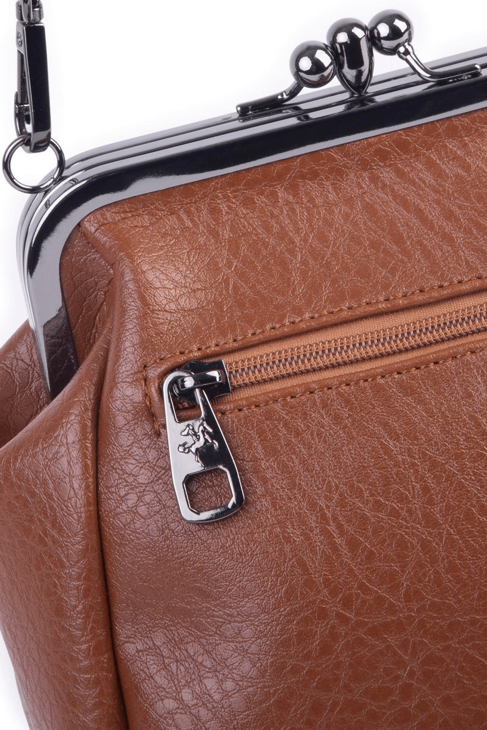 Nas Bag Mini Vintage Women’s Purse-Frame Clasp Shoulder & Crossbody Bag - Tan, Victoria (20 × 17 cm)
