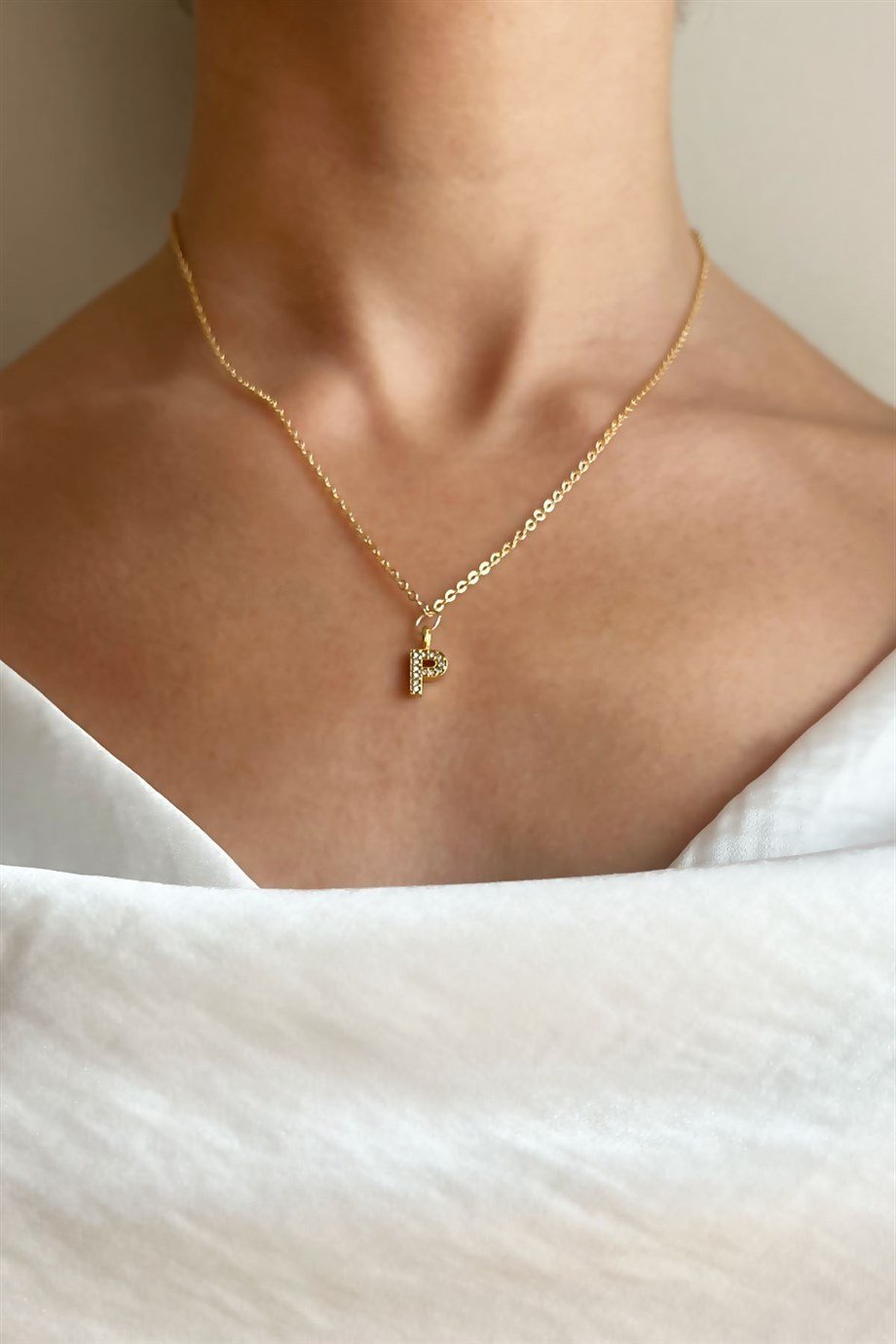 P Letter Gold Chain Necklace