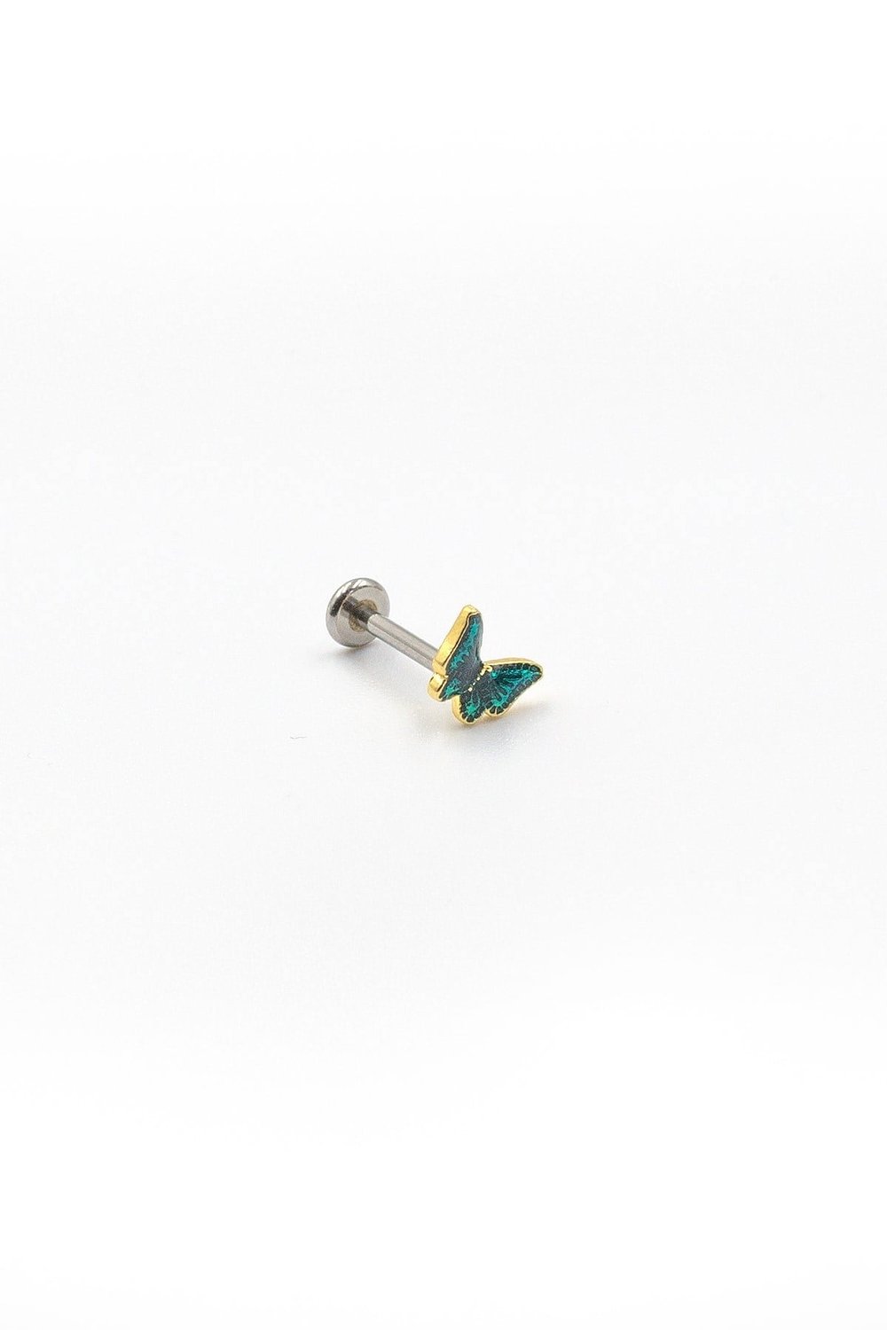 Renkli Kelebek Tragus & Helix Piercing – Gold, Anti Alerjik, Kararma Yapmaz