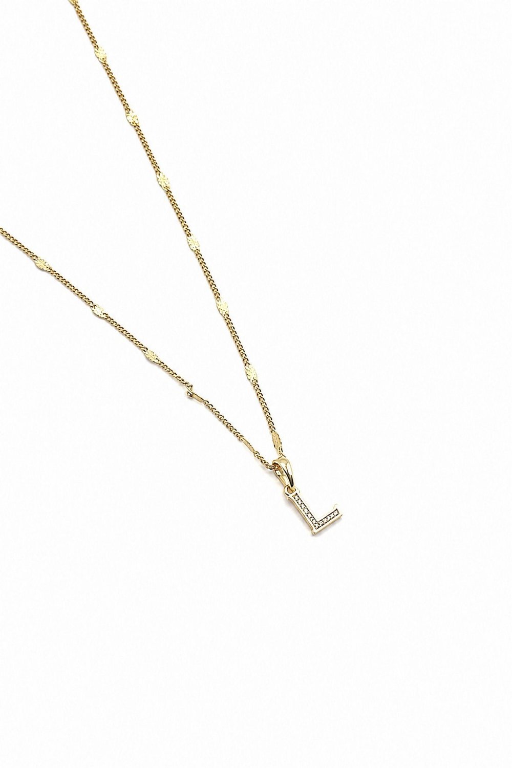 Xuping Gold Renkli, Zirkon Taşlı L Harfi Kolyesi - 45 cm (Anti-Alerjik)