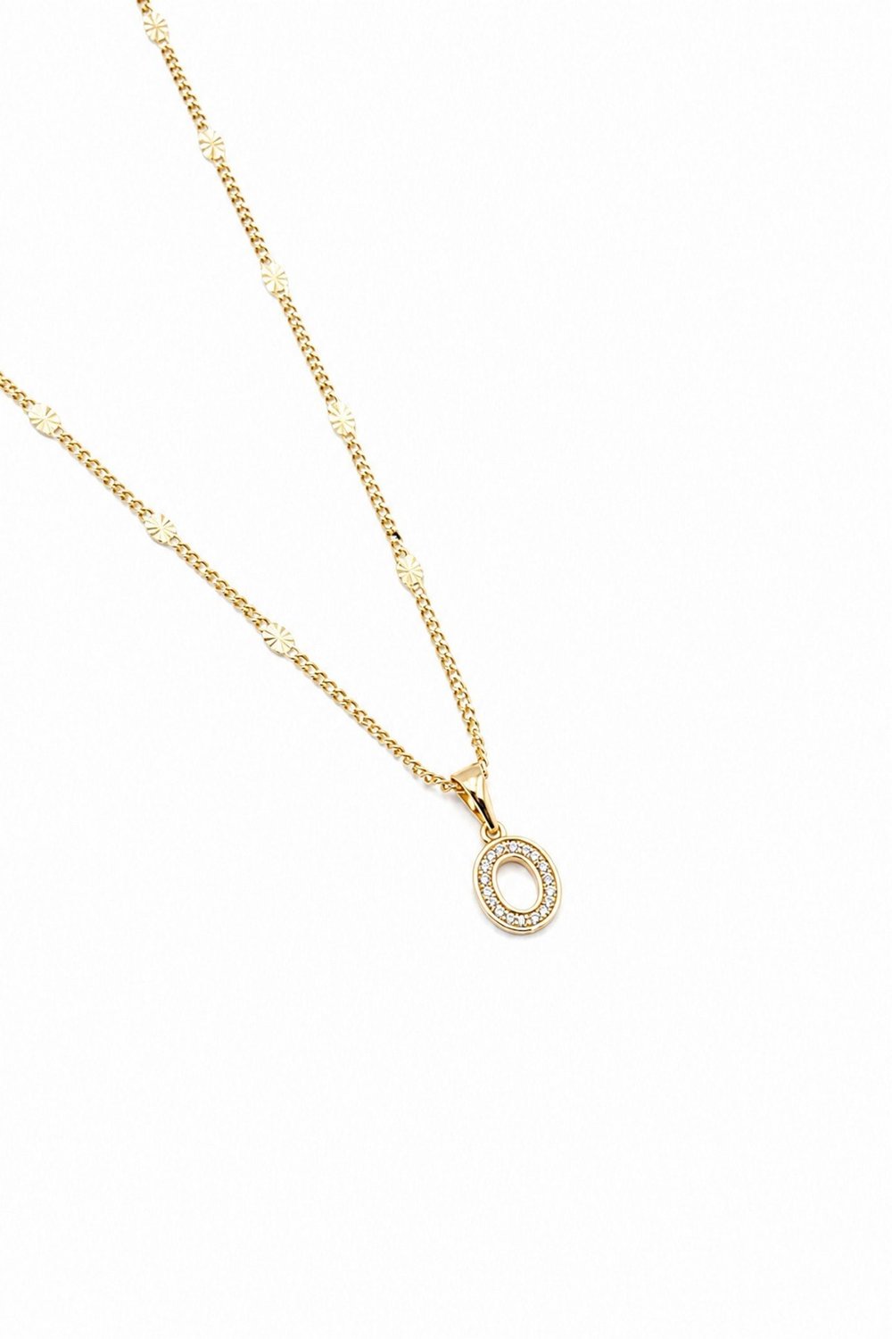 Xuping Gold Renkli, Zirkon Taşlı O  Harfi Kolyesi - 45 cm (Anti-Alerjik)