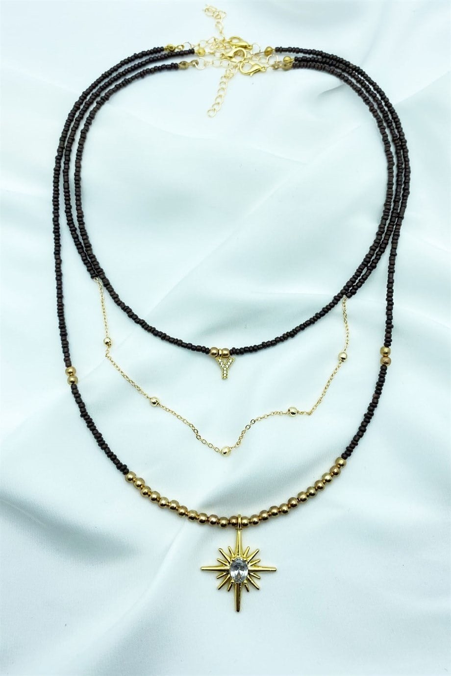 Y Letter 3-Piece Set Bead Necklace