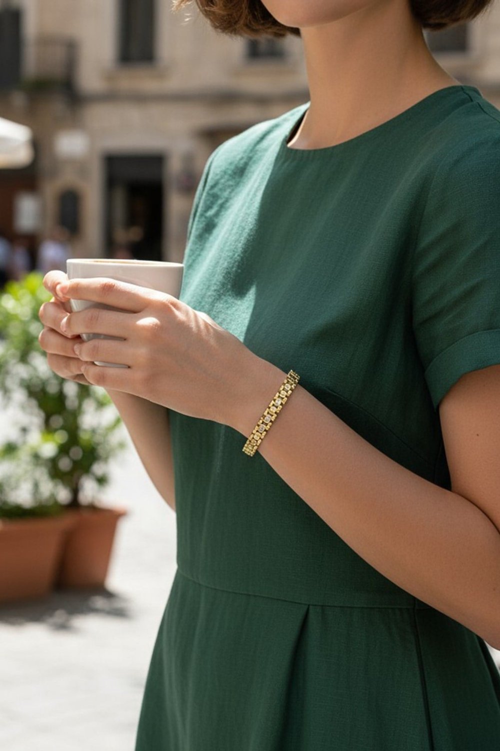 Zircon Stone Embellished VIP Model Xuping Non-Tarnish Gold Bracelet – 14K Look, Elegant & Stylish Design