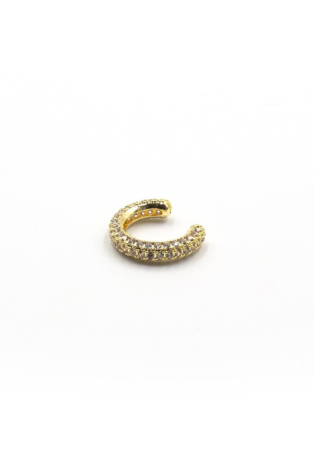 Zirkon Taşlı Halka Earcuff – Gold, Sıkıştırmalı, Anti Alerjik Kıkırdak Küpe