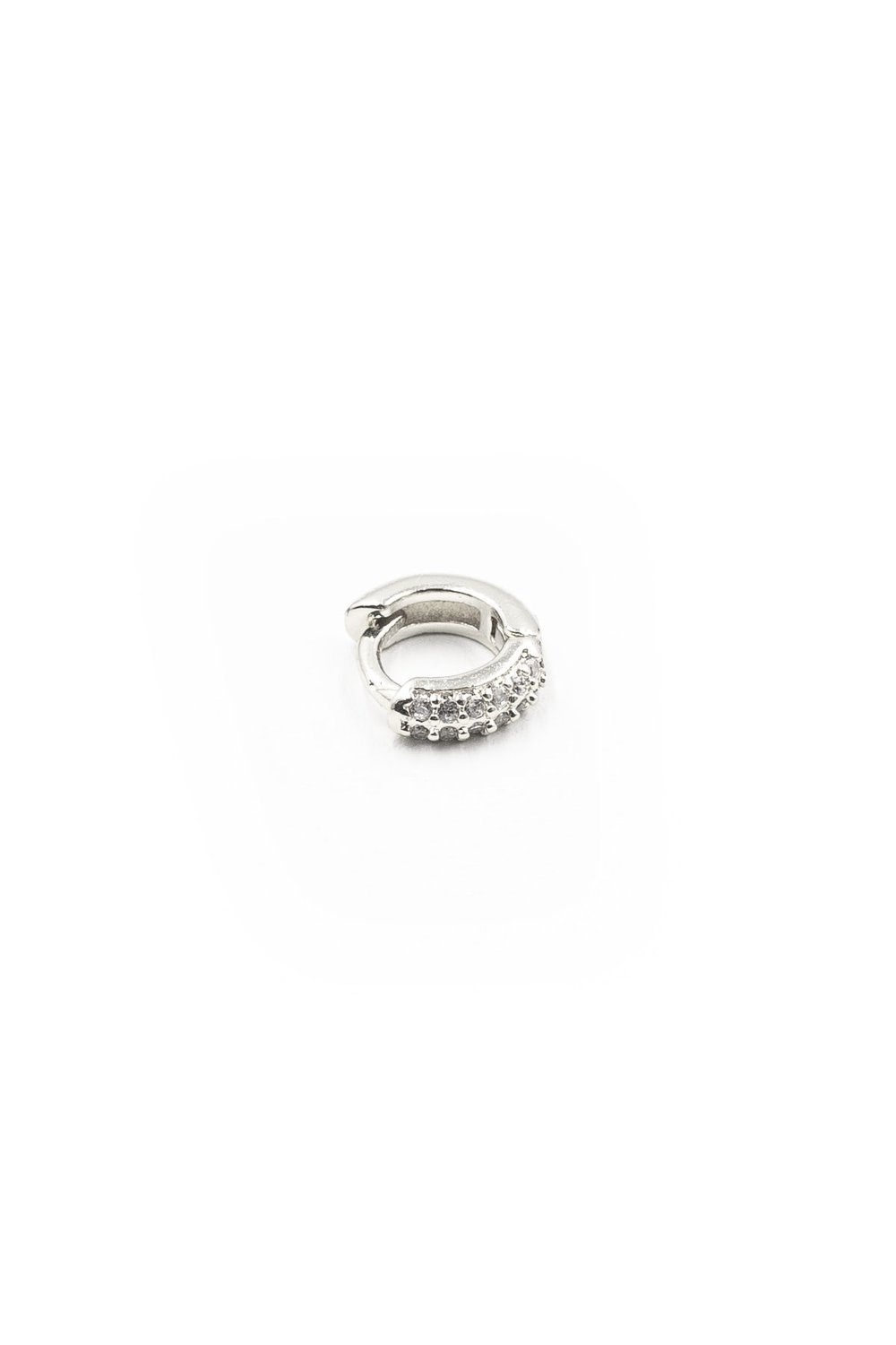 Zirkon Taşlı Şık Halka Tragus Piercing – Gümüş | Hipoalerjenik, Dayanıklı