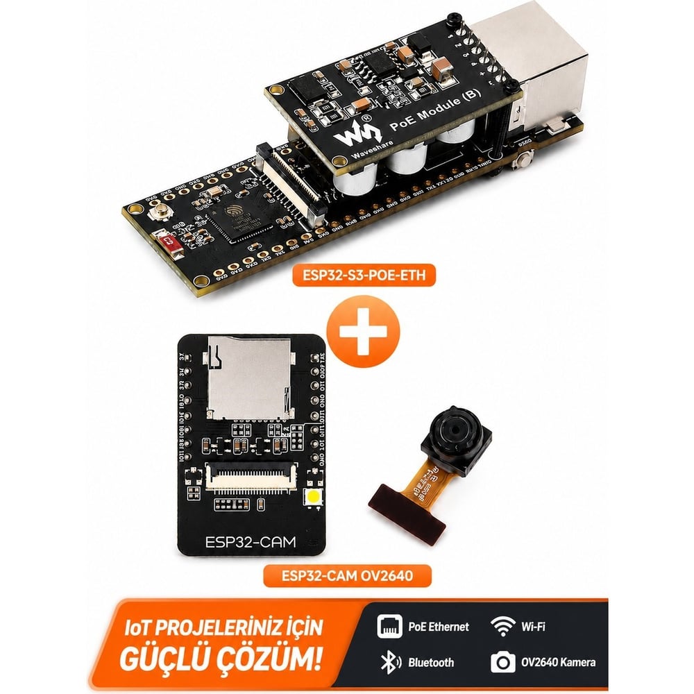 ESP32-S3-POE-ETH + ESP32-CAM OV2640 Kamera Modüllü Iot Geliştirme Kartı Seti