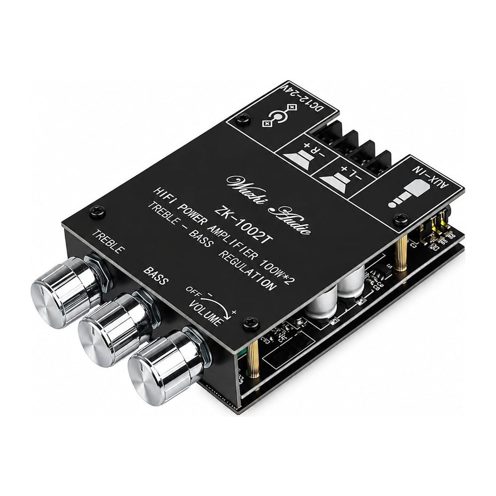 ZK-1002T 2X100W Bluetooth 5.0 TPA3116D2 Stereo Amfi Modülü – Bas/tiz Kontrollü