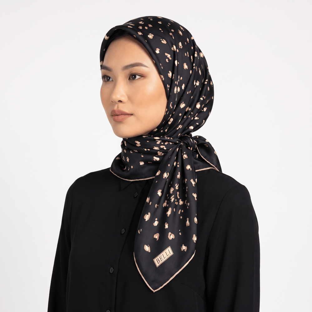Belli Twill İpek Eşarp 26 Yaz 4126-33 Siyah