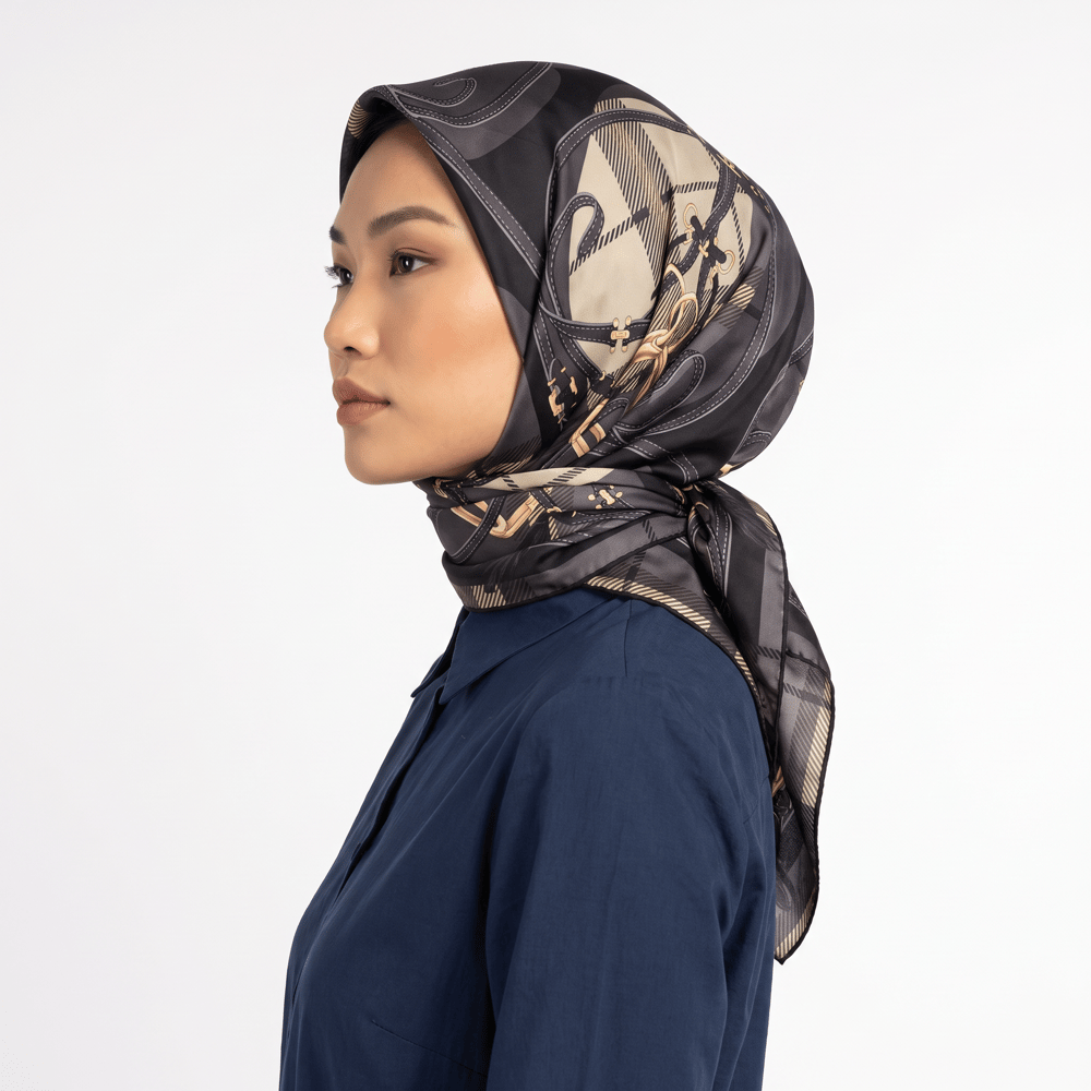 Belli Twill İpek Eşarp 26 Yaz 4206-83 Siyah