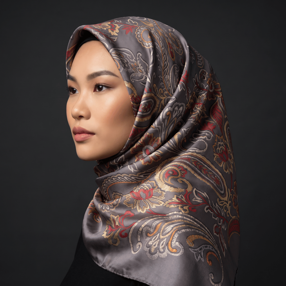 Belli Twill İpek Eşarp 26 Yaz 4207-07 Füme