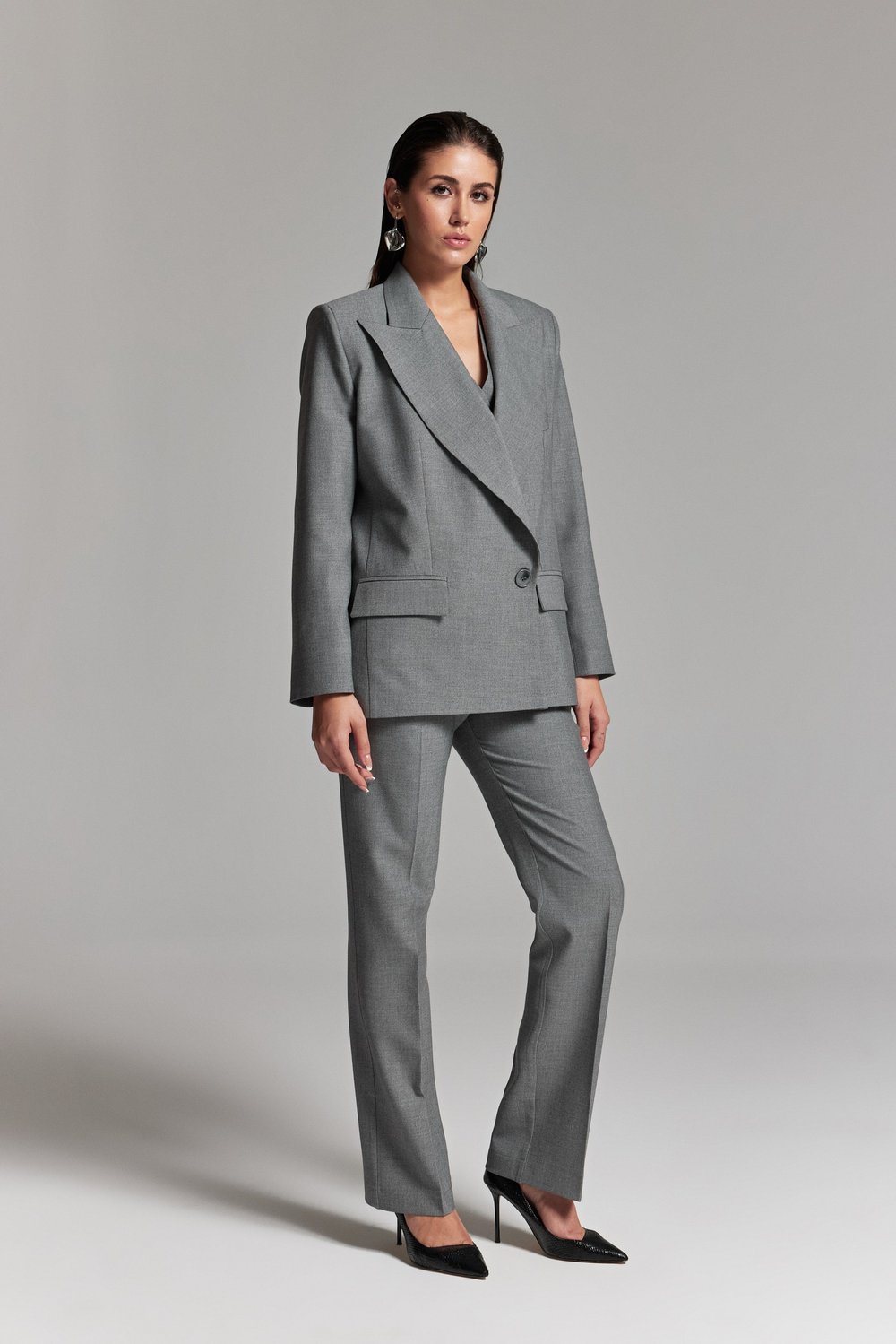 GRİ KRUVAZE OVERSİZE BLAZER CEKET