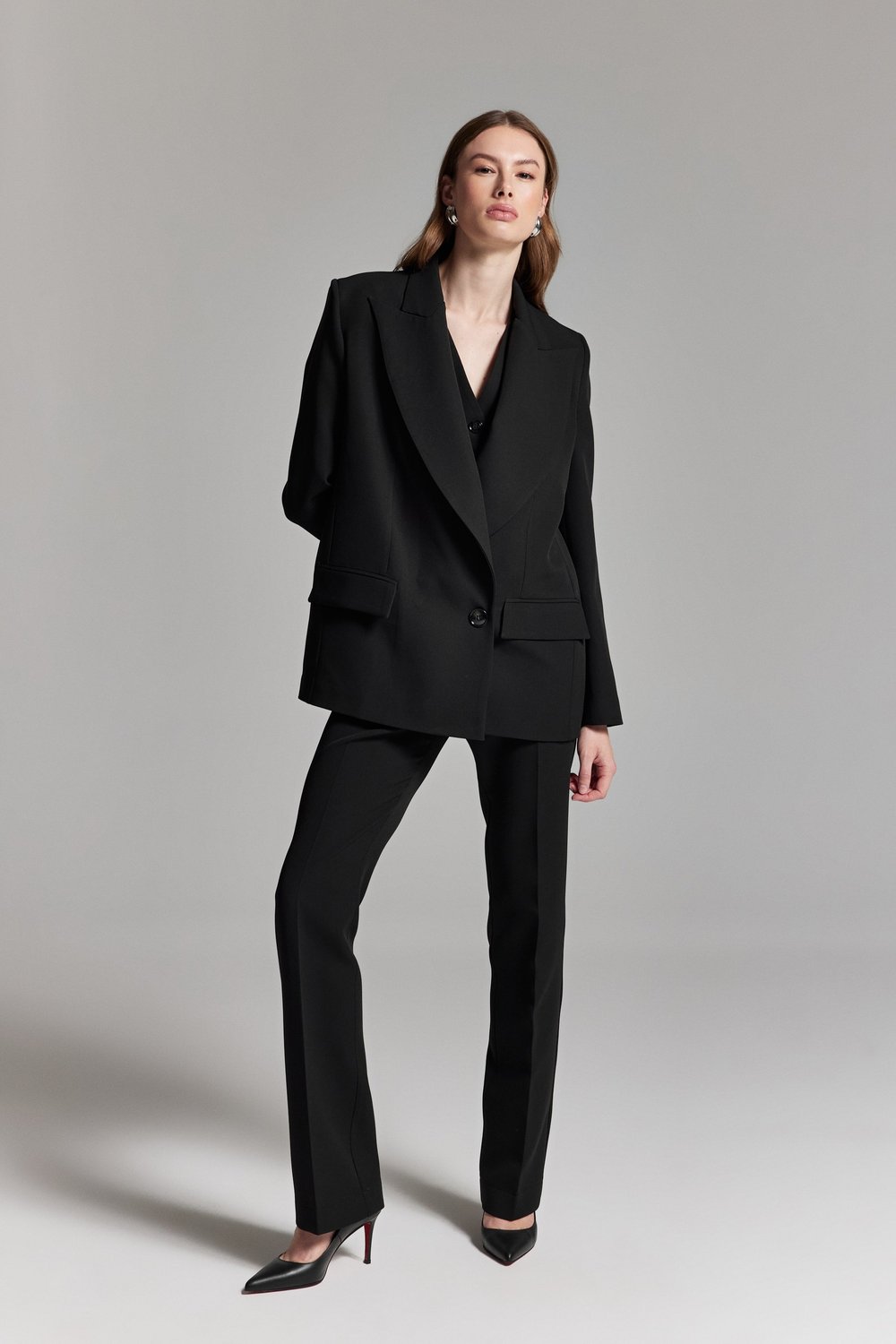 SİYAH KRUVAZE OVERSİZE BLAZER CEKET