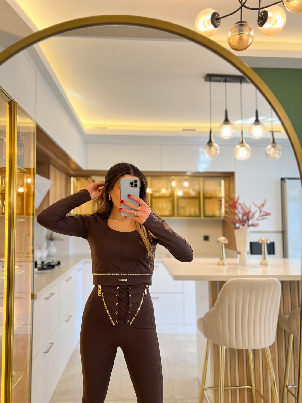 KATHY TOP Kahve Renk Gold Detay