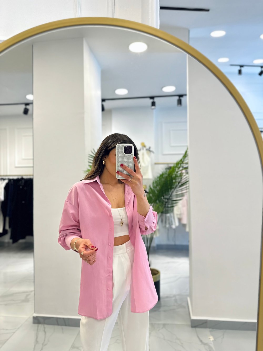 Pembe Oversize Gömlek