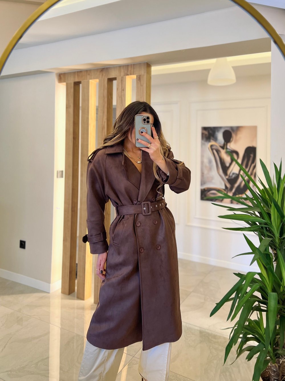 Süet trenchcoat