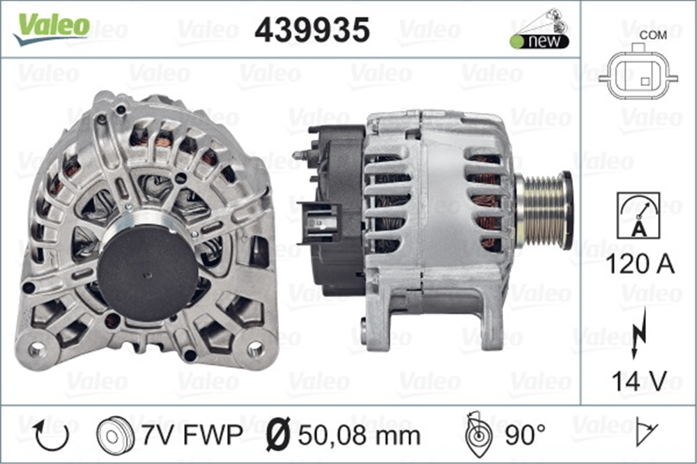 Alternatör 12V 120A Tek Pinli – Dacia Dokker, Sandero 2013+, Renault Captur vb.