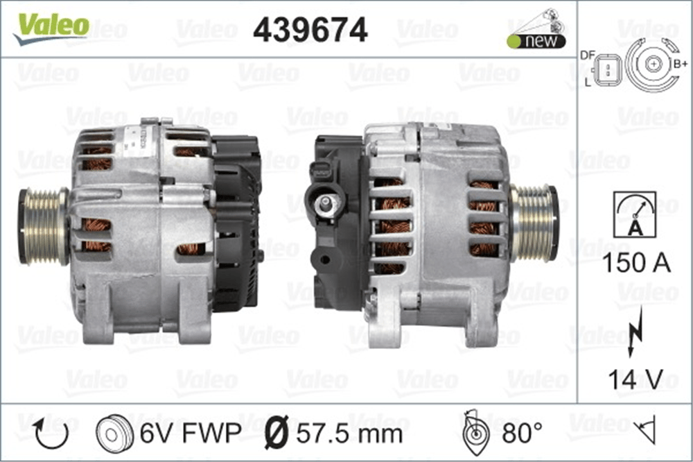 Alternatör 12V 150A 206+ L-DFM Uçlu – Peugeot Partner, 206, 207 vb.