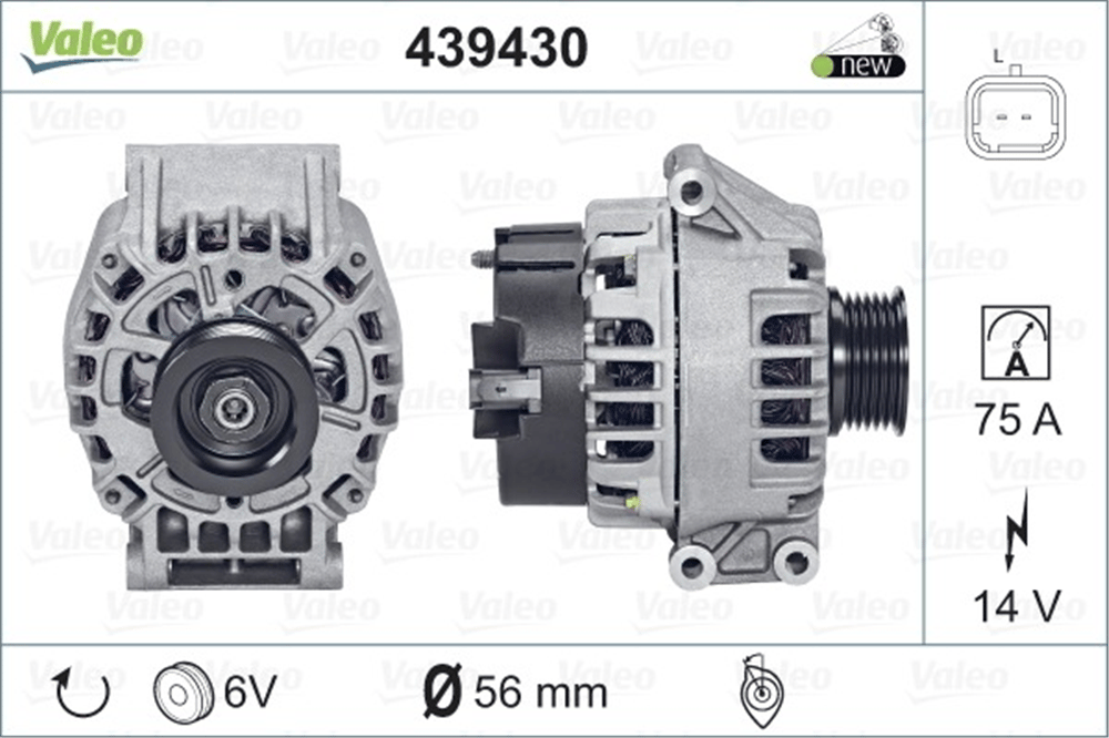 Alternatör 12V 75A – Renault Clio II 16V, Kango, Kangoo 16V 4×4, Laguna 16V, Megane Scenic 16V, Dacia Logan, Sandero, Nissan X76