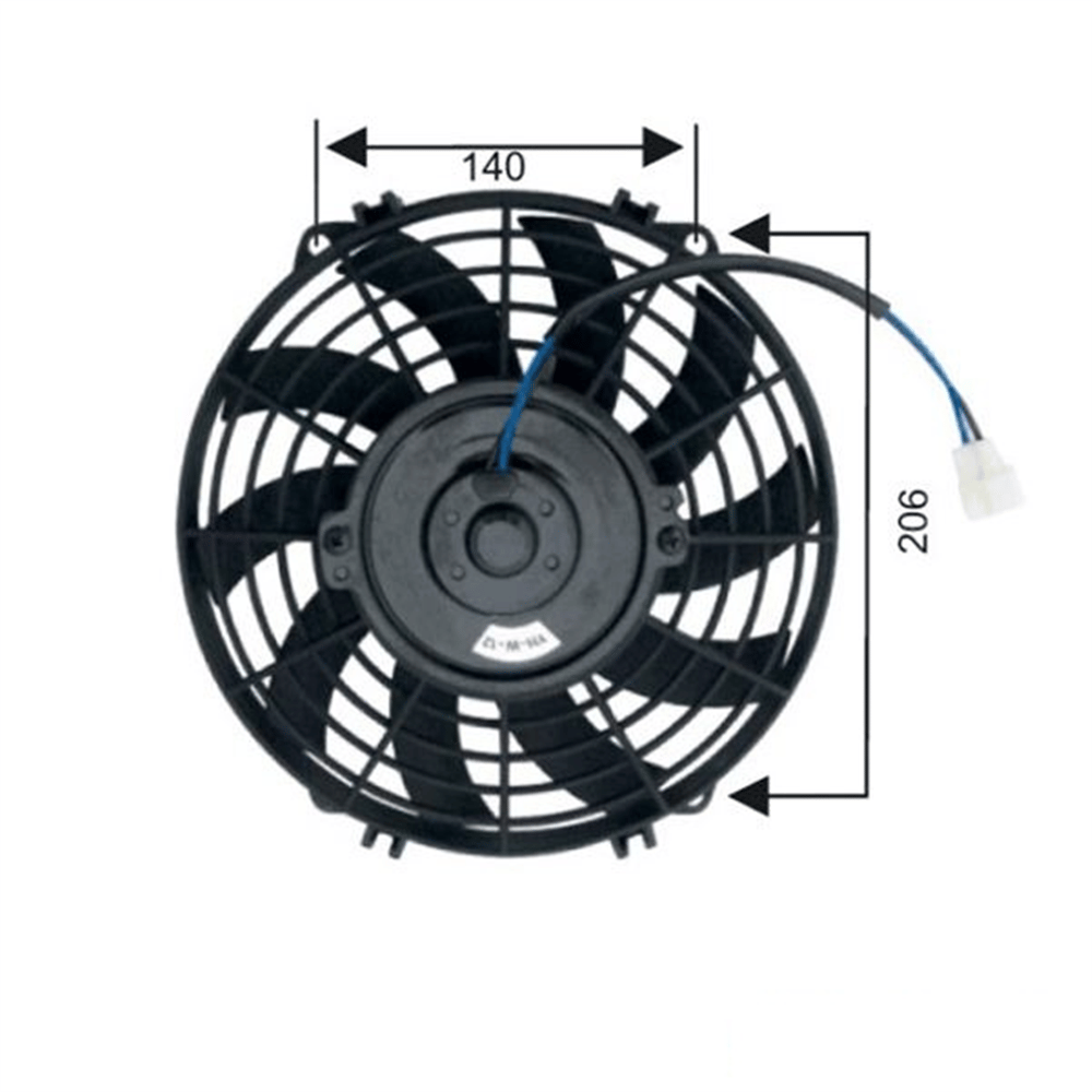 Fan Motoru 12V Üniversal Pervaneli 9 Inch 225MM