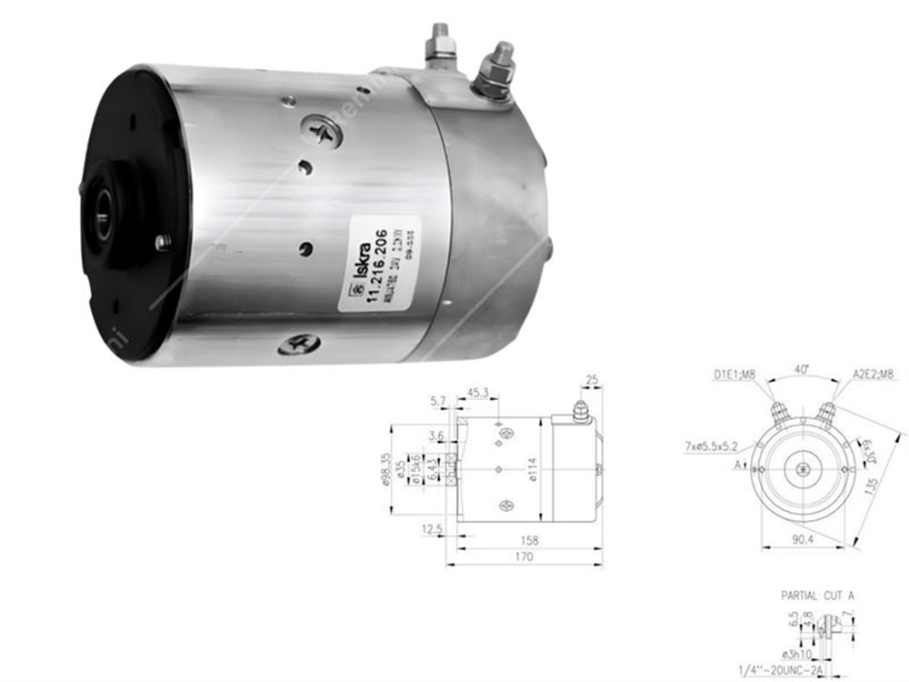 Mahle DC Motor 24V 2.2KW 3000 Devir Sol Dönüş Mil İçte (MM 132)