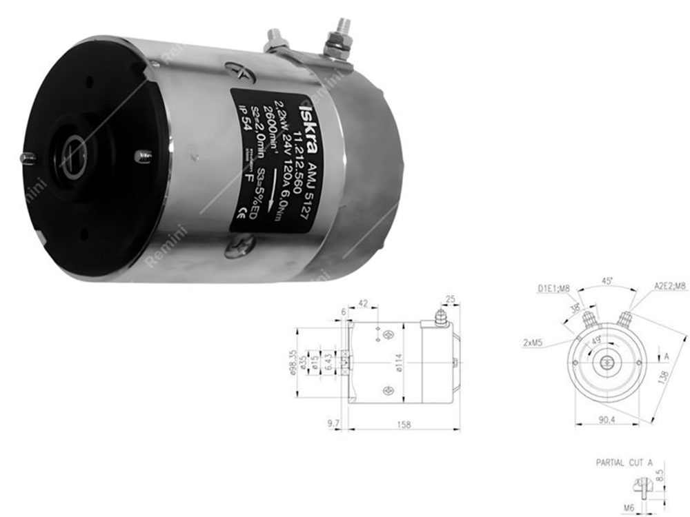 Mahle DC Motor 24V 2.2KW 2600 D Sağ Dönüş Mil İçte Dişi (MM 205)