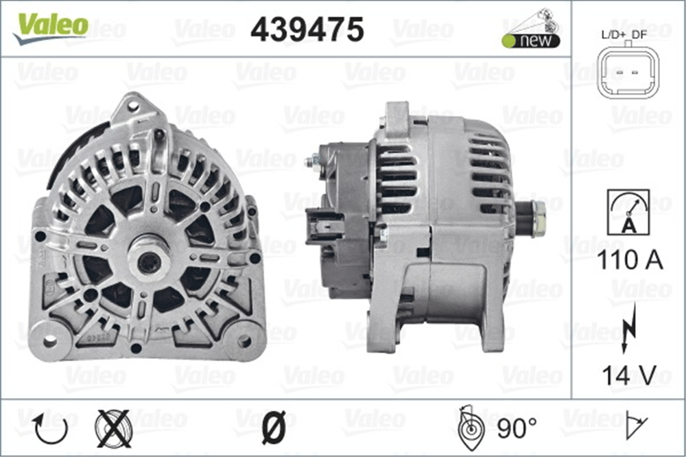 Valeo Alternatör 12V 110A Benzinli – Renault Megane II, Kangoo I, Clio II vb. (439475)