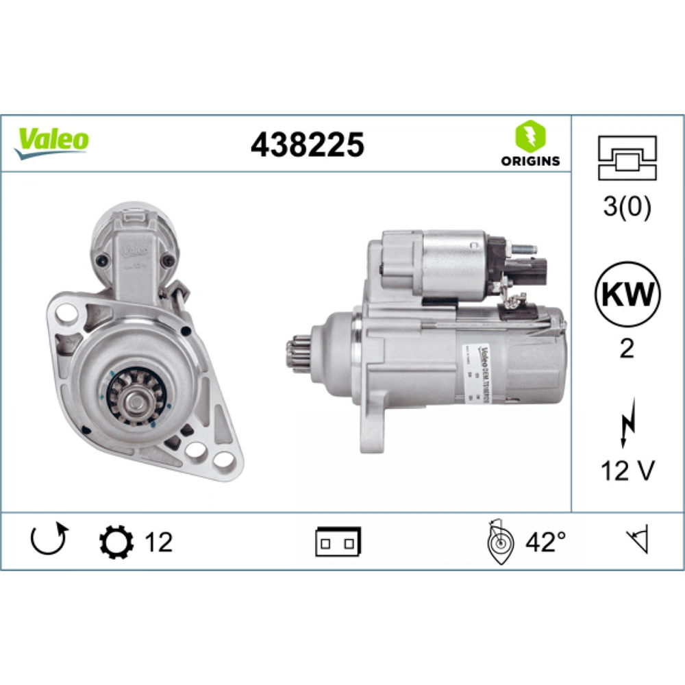 Valeo Marş Motoru 12V 12 Diş 2.0KW – Volkswagen Transporter T5, Passat, Skoda, Audi A3