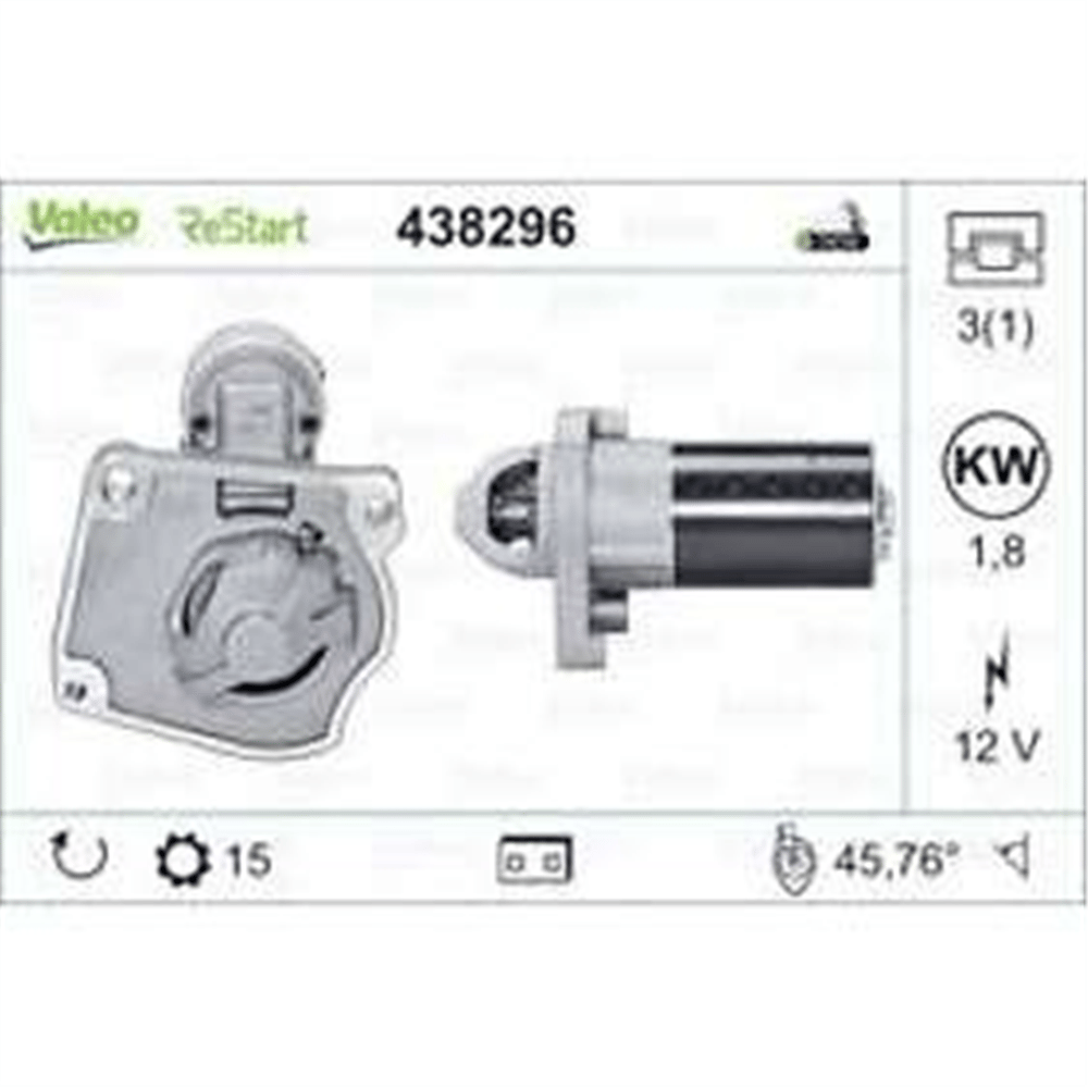 Valeo Marş Motoru 12V 15 Diş 1.8KW – Citroen Berlingo, C3, C4 DS3 DS4, DS5, Opel Crosland LPG, Peugeot, 208, 3008, 308