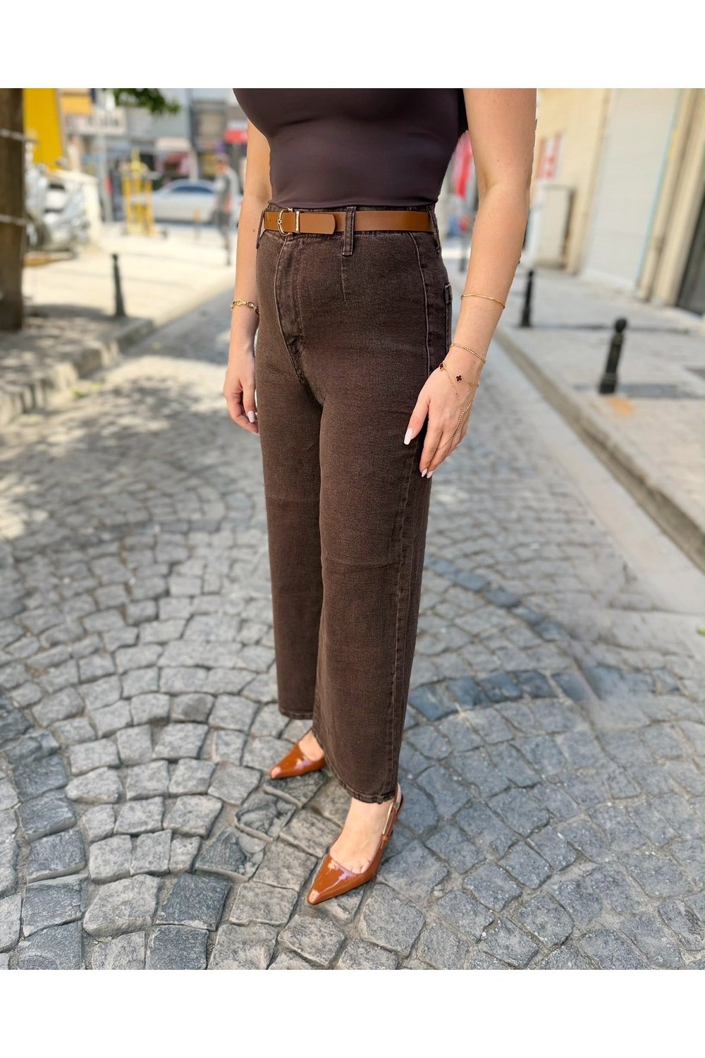 Kendinden Kemerli Likralı Jean