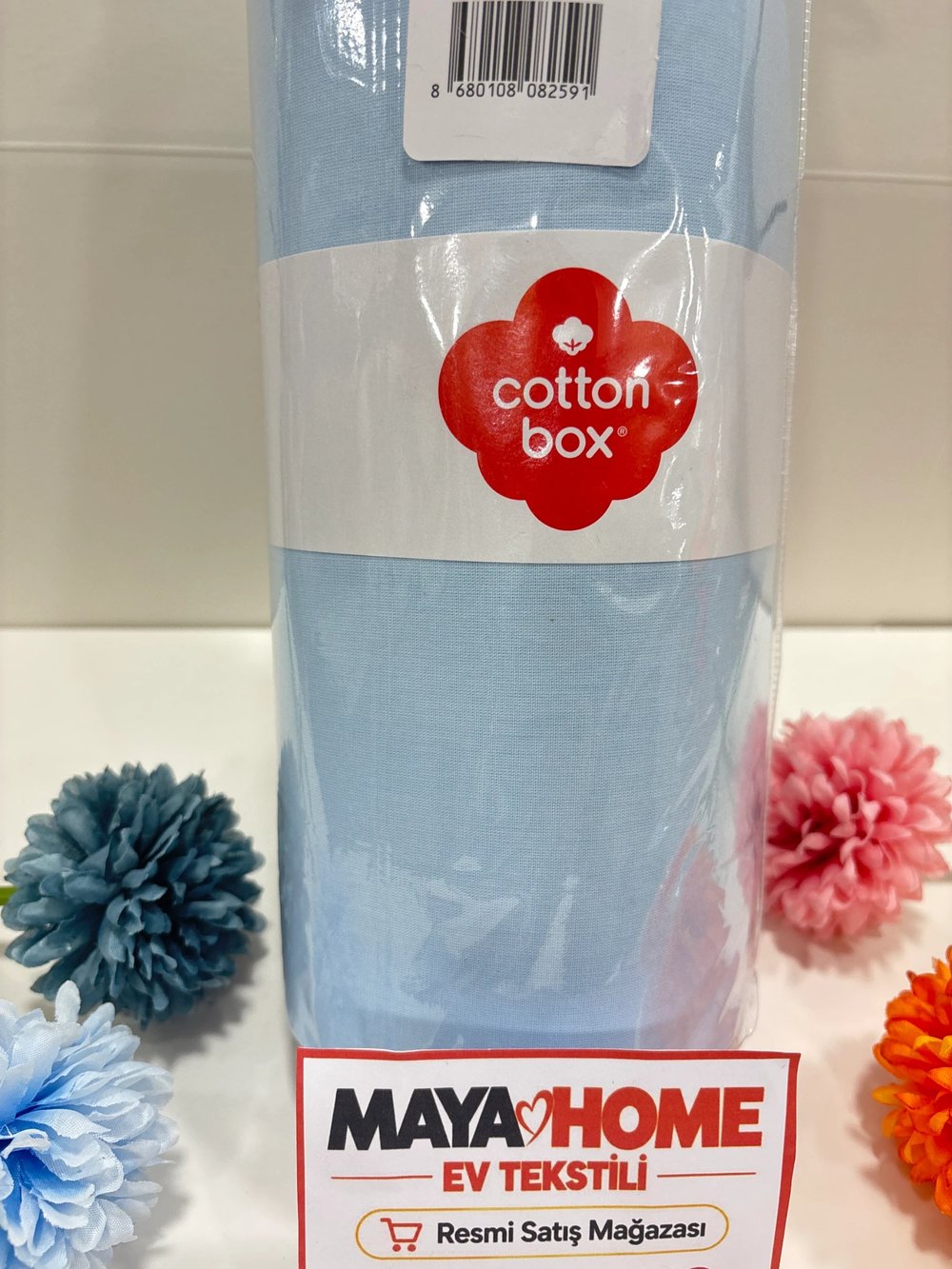 Cotton Box Açık Mavi Battal Çift Kişilik Lastikli Çarşaf Seti 180x200