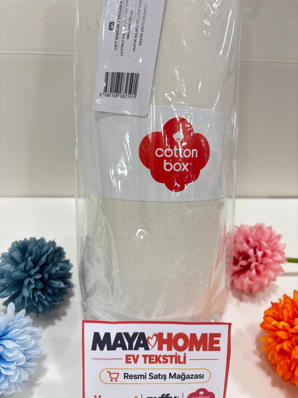 Cotton Box Krem Battal Çift Kişilik Lastikli Çarşaf Seti 180x200