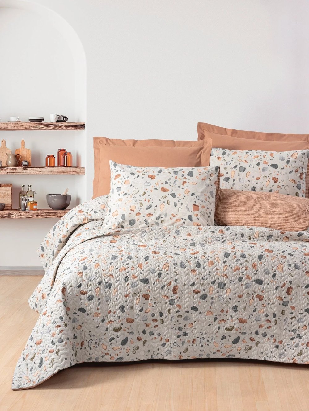 Cotton Box Oniks Karamel Tek Kişilik Kapitone 4 Mevsim Lastikli Nevresim Takımı