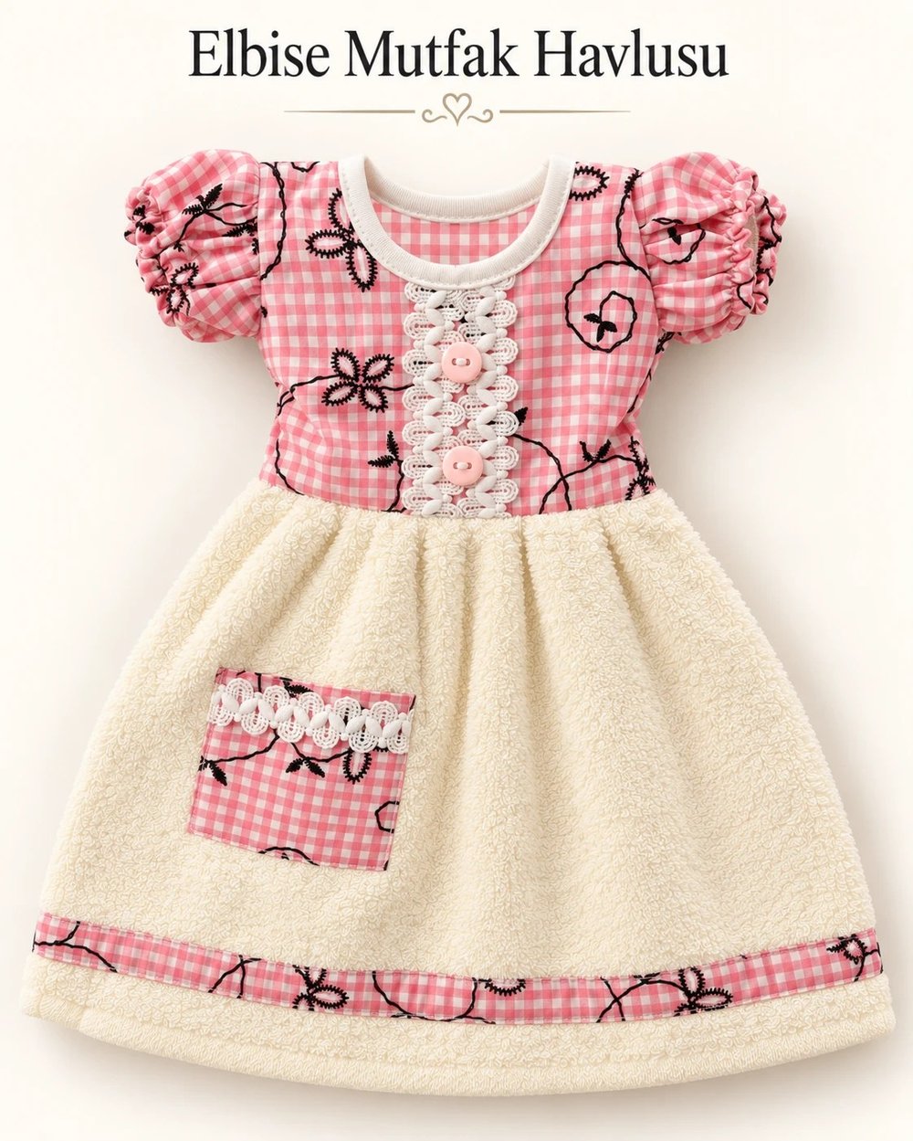 Elbise Mutfak Havlusu 20x30cm Pembe