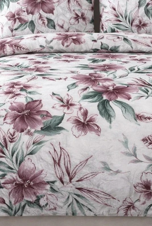Maya Concept Purple Leaf Lastikli Tek Kişilik Nevresim Takımı