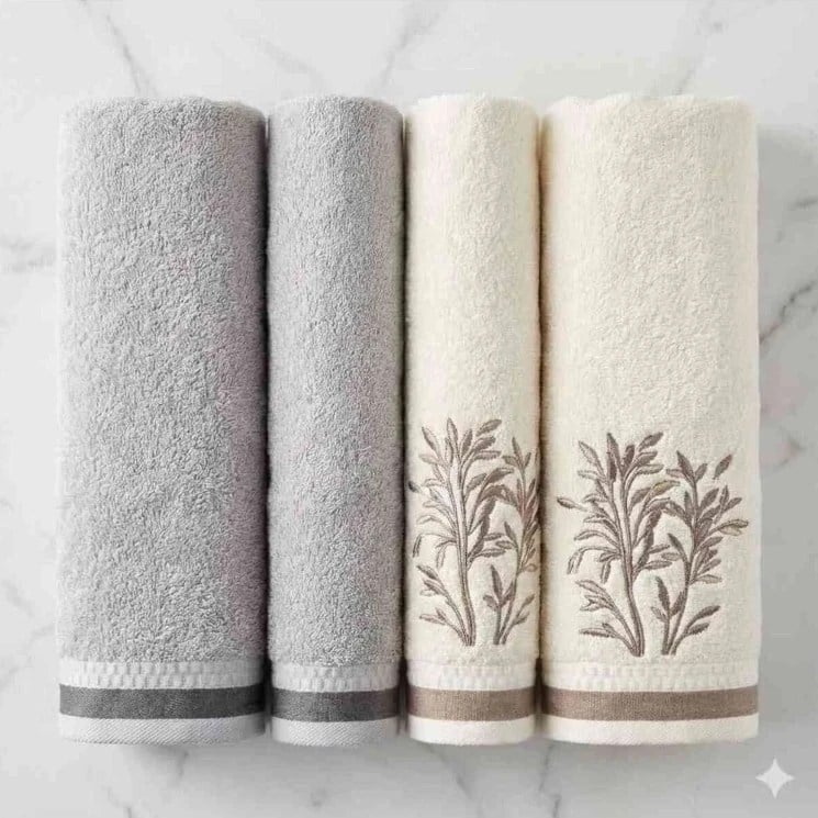 ÖZDİLEK NEV BORDADO BEST HAMAM SET 4 PARÇA GRİ KREM