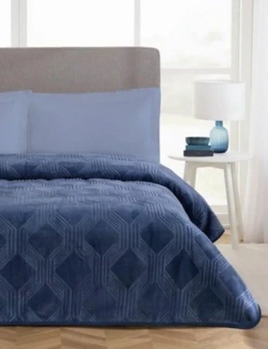 Özdilek Trendy Çin Mavisi Art Deco Tek Kişilik Battaniye 155x220