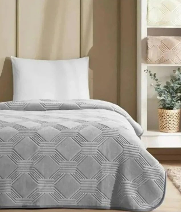 Özdilek Trendy Deco Gri Art Deco Tek Kişilik Battaniye 155x220