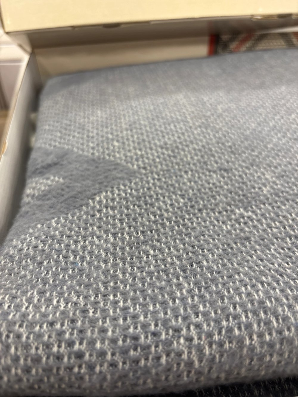 Sesli Comfort Mavi Açık Skoç Pamuk Örme Battaniye 200x220 Çift Kişilik Battal