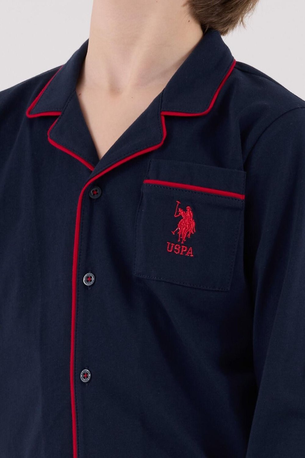 Erkek Çocuk Düğmeli Pijama Takımı - Lacivert