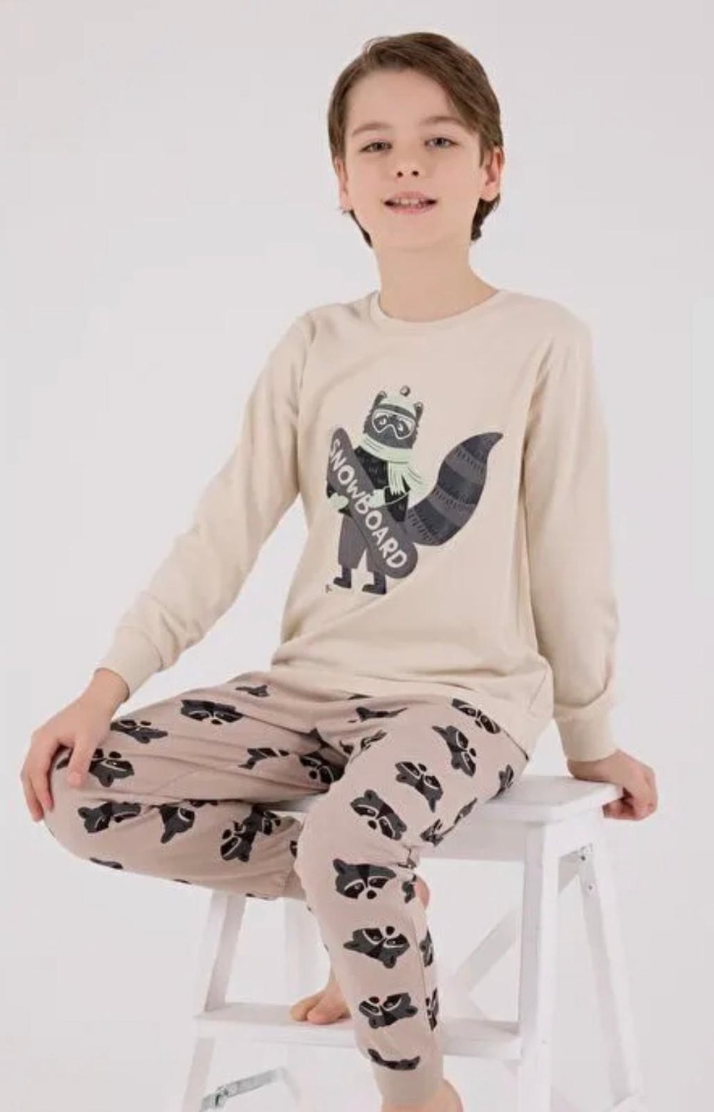 Erkek Çocuk Pijama Takımı - Bej