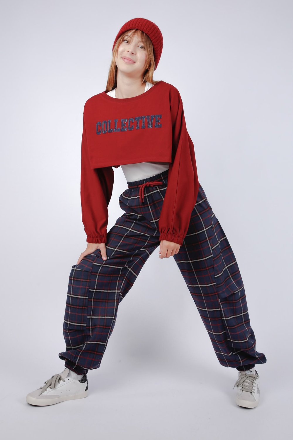 Kız Çocuk Collective Yazılı Sweatshirt - Bordo
