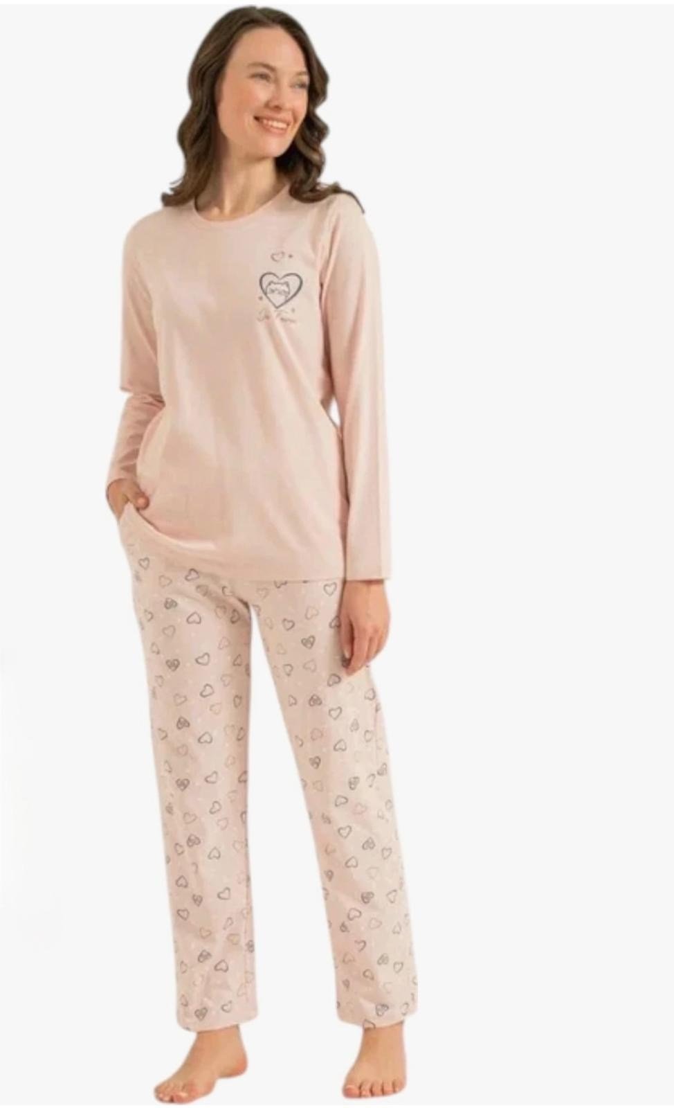 Kız Çocuk Kedili Pijama Takımı - Pudra Pembe
