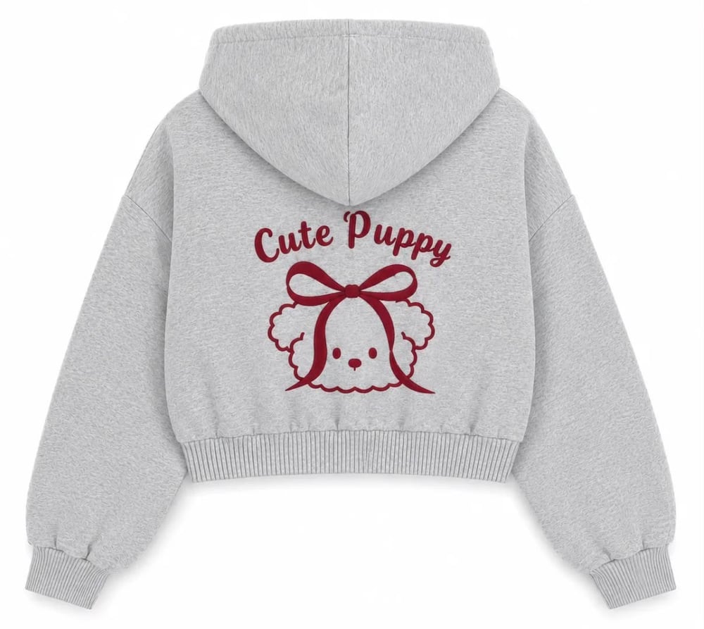 Miela Kids Çocuk Köpekli Kapüşonlu Sweatshirt - Gri Melanj